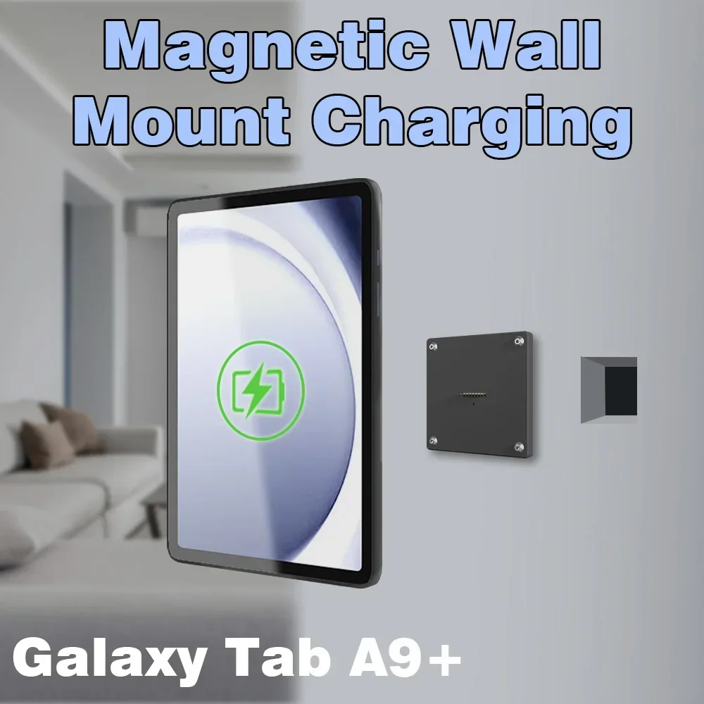 For Samsung Galaxy Tab A9+ 11 inch Stand, Wall Mount A9 Plus Tablet Stand 18W Fast Charging Magnetic Wireless Rotatable Design