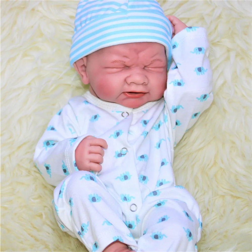 14 Inch Crying Reborn Baby Doll - Lifelike Vinyl Doll with Weeping Expression, Poseable Body for Photography, Pretend Play, Coll
