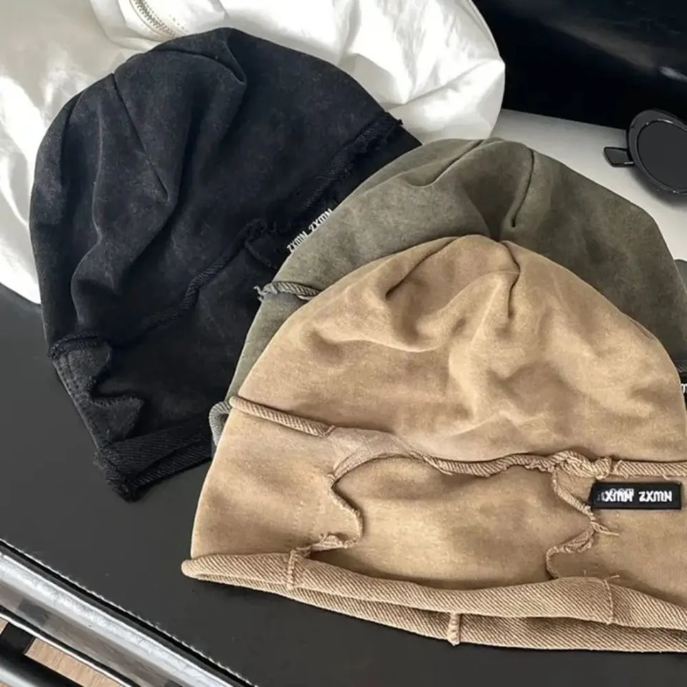 Casual Vintage Wasteland Pullover Cap Cotton Elastic Washed Beanie Cool Hip Hop Loose Beret Streetwear