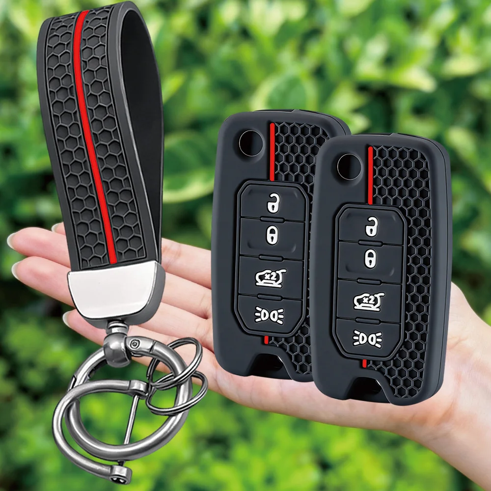 Car Key Case for Jeep Cherokee Compass S Renegade Grand Commander for Dodge Journey Challenger Jcuv Charger for Chrysler 300C