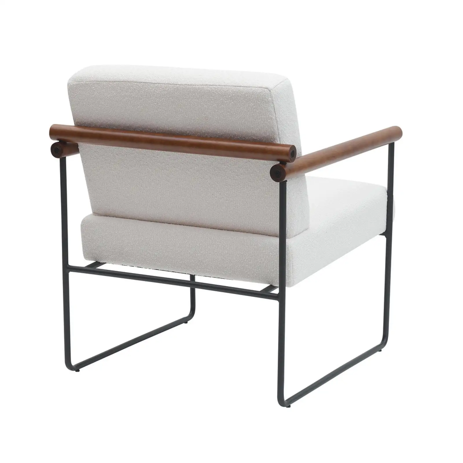 Poltrona moderna com detalhes Boucle – Espreguiçadeira estofada confortável com