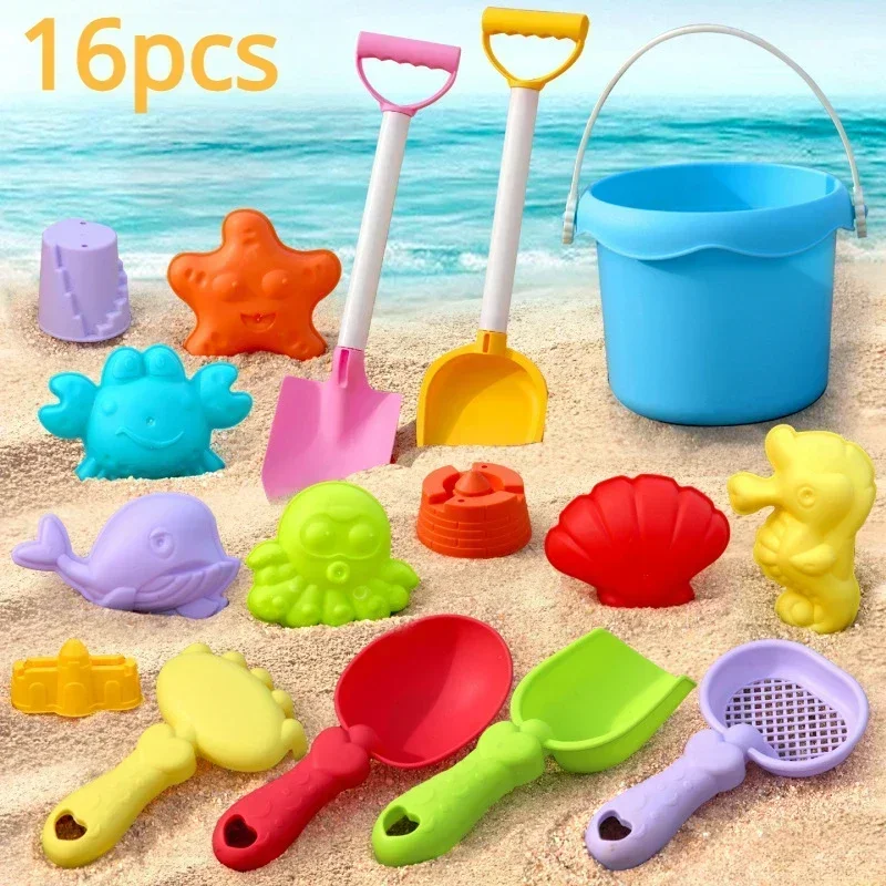 Juego de juguetes de playa para niños, juego para bebés en agua y playa, pala de arena grande, cubo de playa, herramienta de excavación de arena, juguete de arena de Color aleatorio