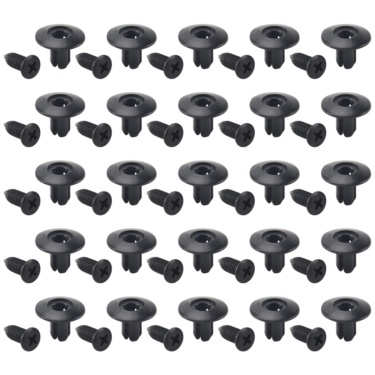 25 Pcs Plastic Push in Bumper Door Rivets Clip 8mm Hole Black