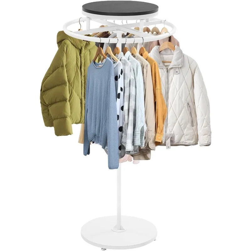 

Round Clothing Rack, 360° Rotatable Garment Rack, Clothes Hanging Display Stand with Anti-Slip Base for Clothing Stores Retail S