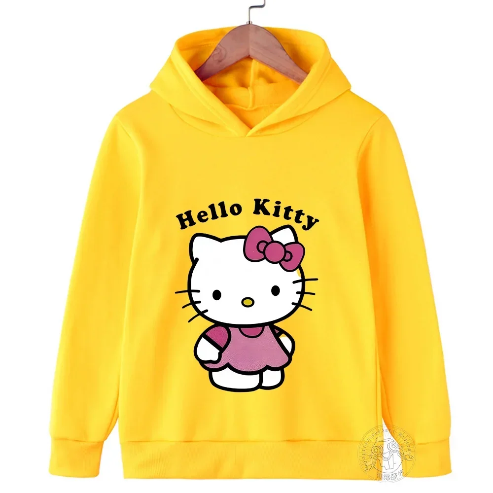 Hello Kitty Hoodie Kids Clothes Girls Clothing Fashion Baby Boy Clothes Autumn Warm Sweatshirts Kids Tops Fashion Streetwear