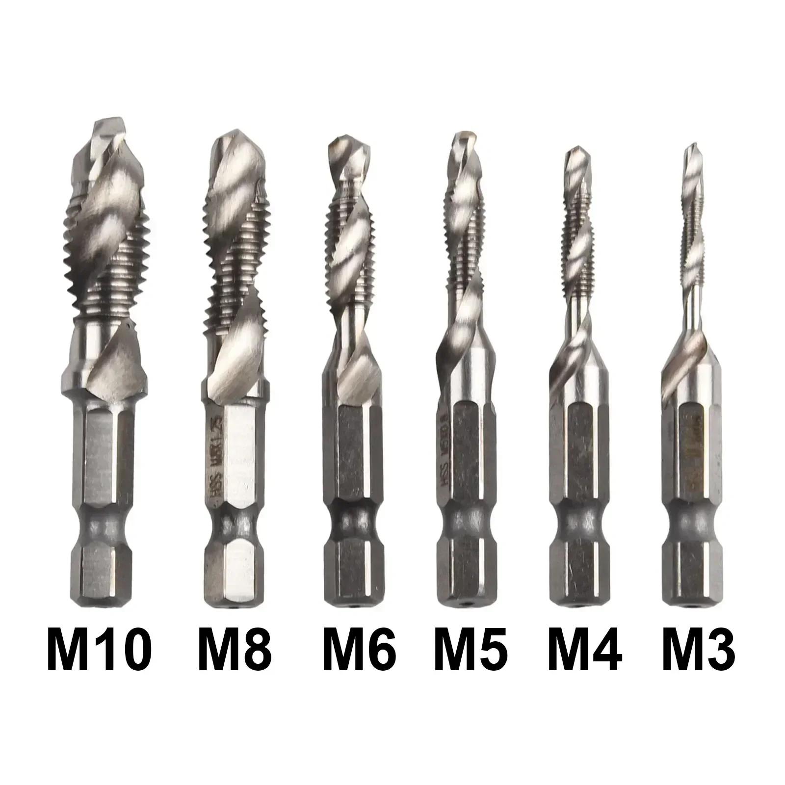 

1pc Hex Shank Titanium Coated HSS Screw Thread Metric Tap Drill Bits Screw Machine Compound Tap M5 M6 M8 M10 Hand Tools