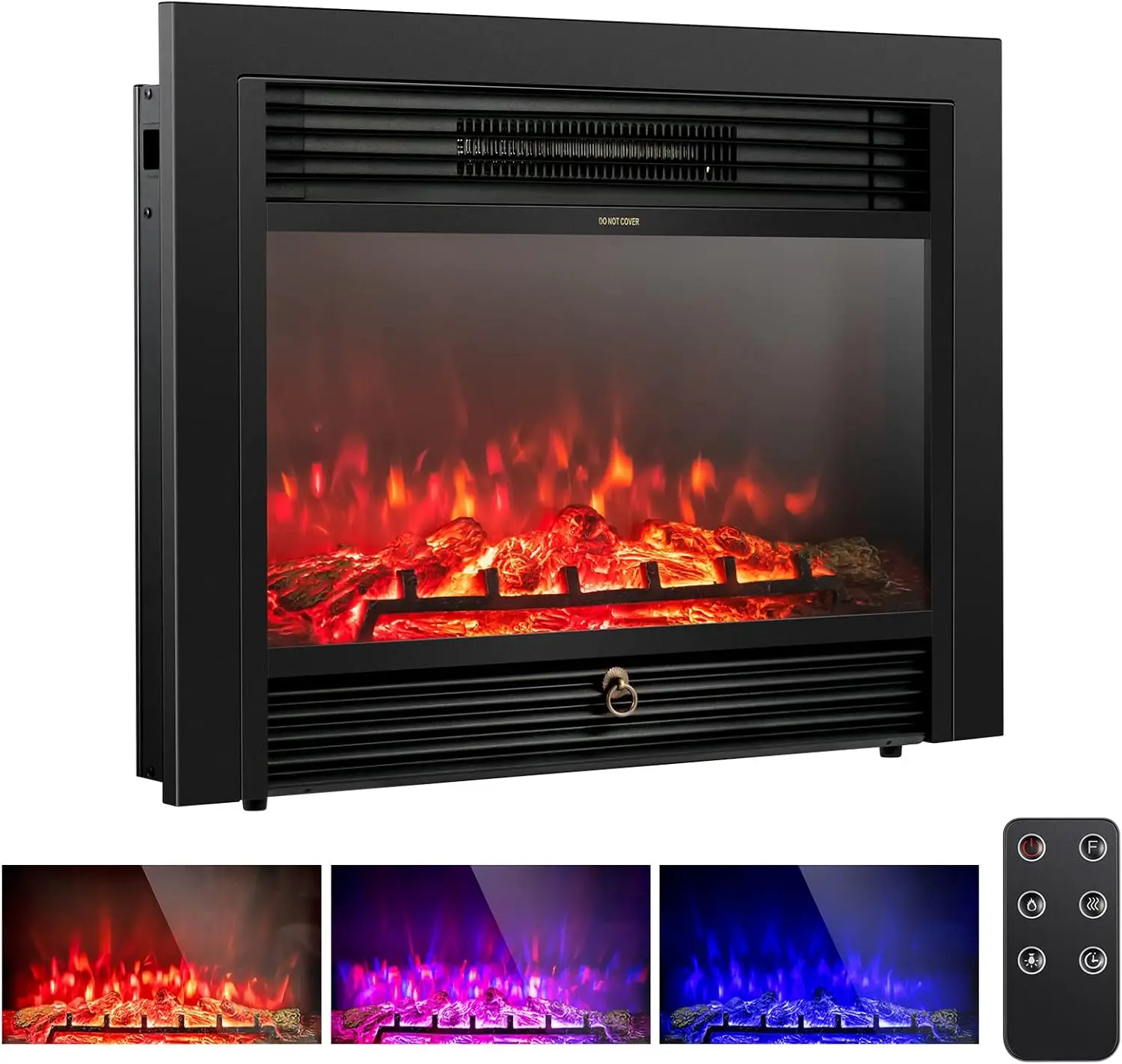 28.5'' Electric Fireplace Insert, Recessed & Freestanding with Adjustable Flame Color Timer, Indoor Heater w/Remote Contr