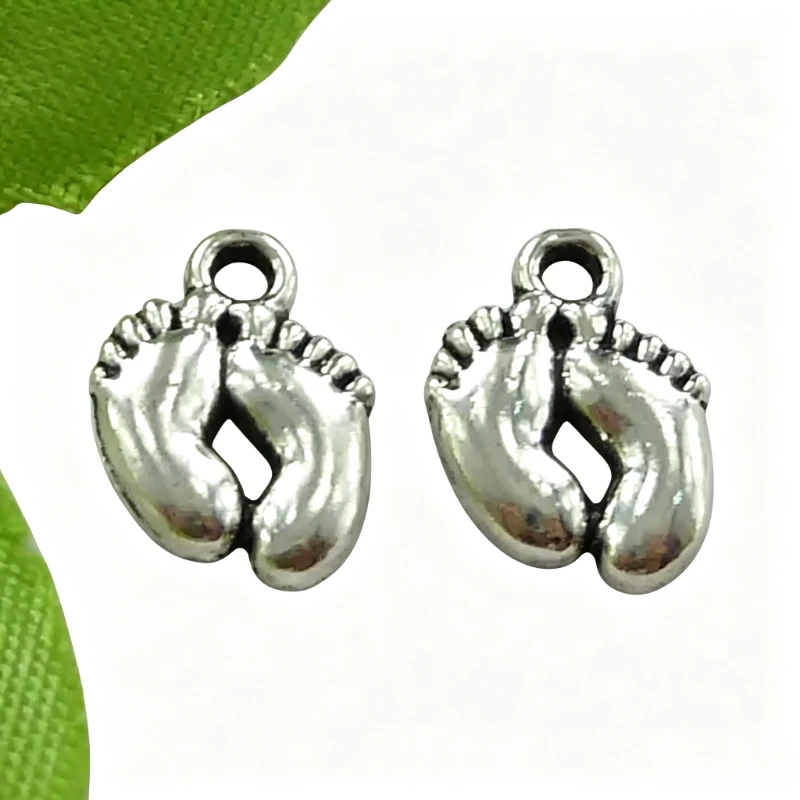 400 Stück antiksilberfarbene Fußanhänger, 14 x 10 mm, DIY-Armbänder, Schmuckherstellung # 3600 – Detail 4