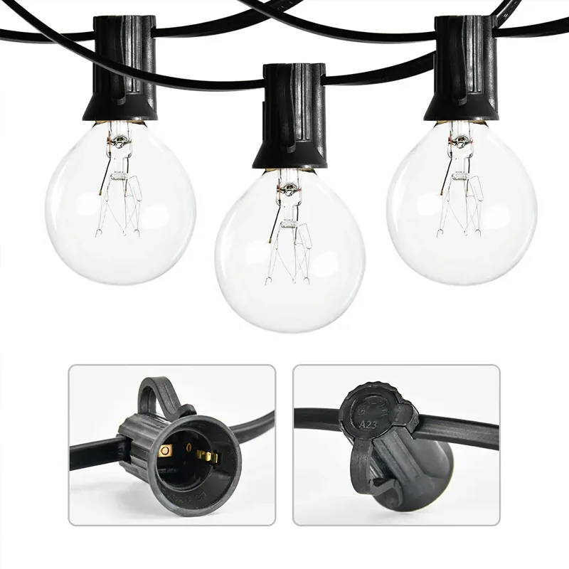 20Meters Patio String Light G40 LED Globe Festoon Outdoor Fairy Connectable Retro Street Garland For Wedding Garden Decoration
