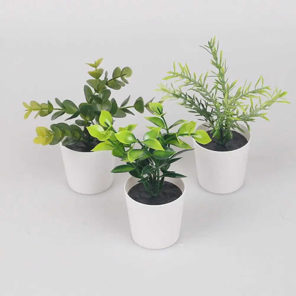 Potted Artificial Plant  Attractive Realistic Colorfast  No Trimming Artificial Bonsai Party Decor