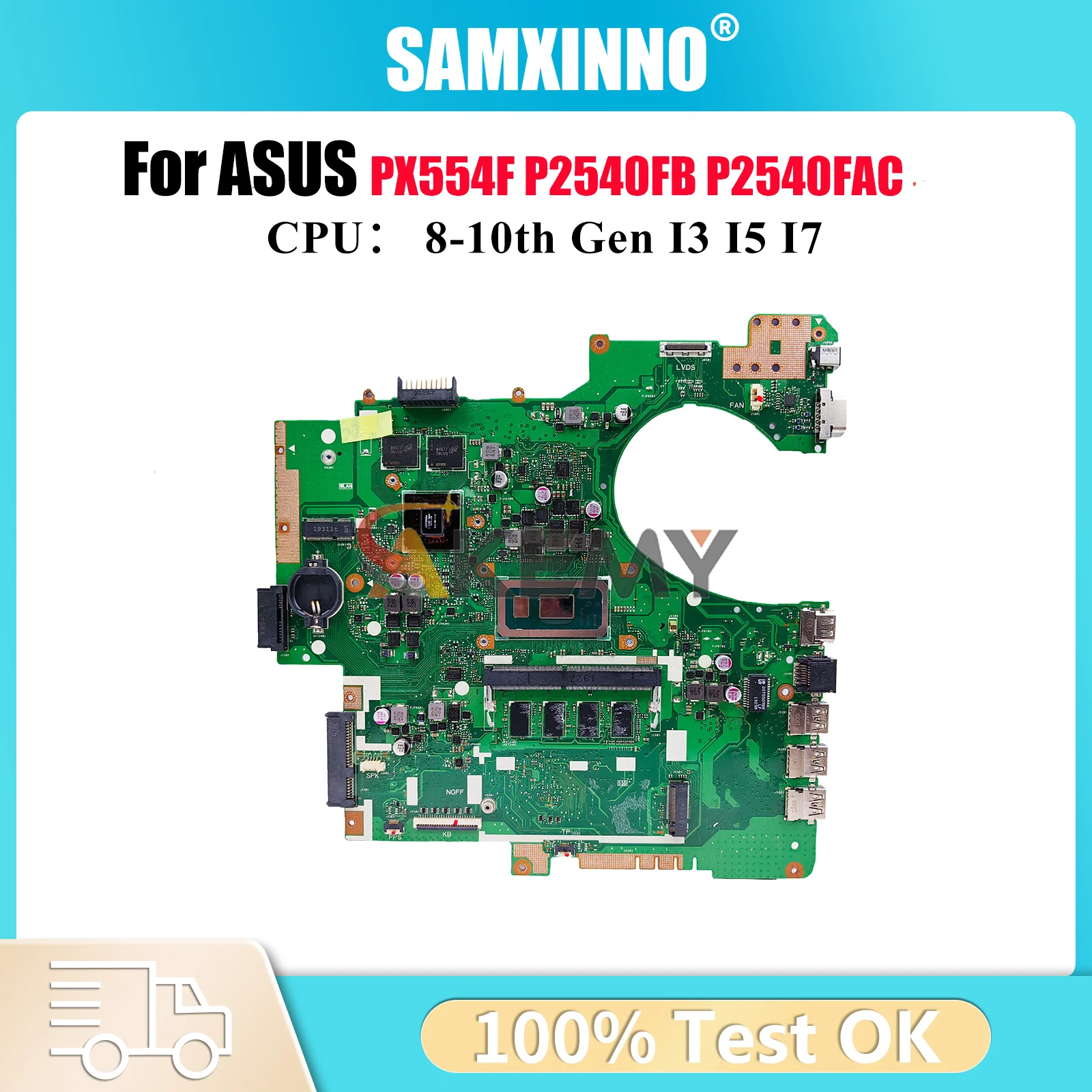 

P2540FB Laptop Motherboard For ASUS ProArt P2540F PX554F P2540FAC P2540FB Notebook Mainboard With I3 I5 I7 CPU 100% tests OK stk