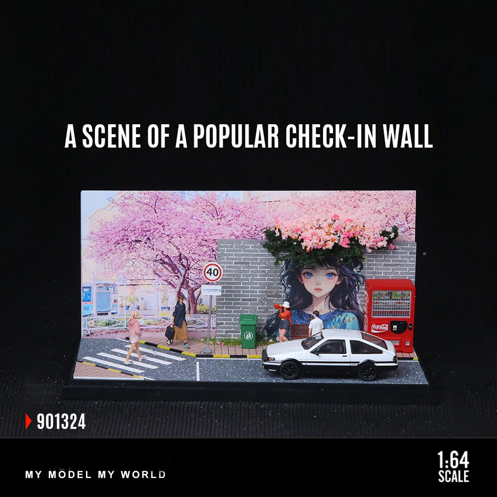 

Диорама в гараже автомобиля, модель 1:64, диорама на Instagram-Worthy Wall — готовая к демонстрации, без сборки с пылезащитным чехлом для коллекционеров