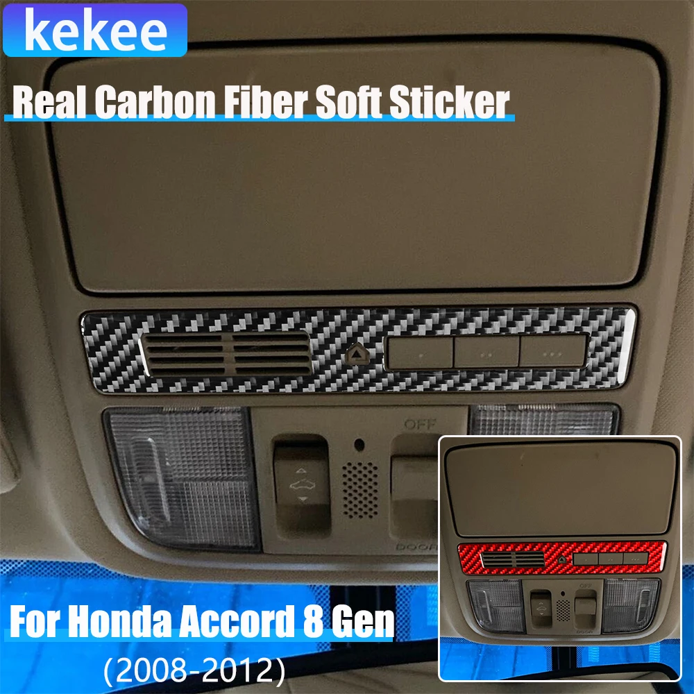 

Real Carbon Fiber Car Accessories Reading Light Cover Modified Soft Sticker For Honda Accord 8th Gen 2008 2009 2010 2011 2012