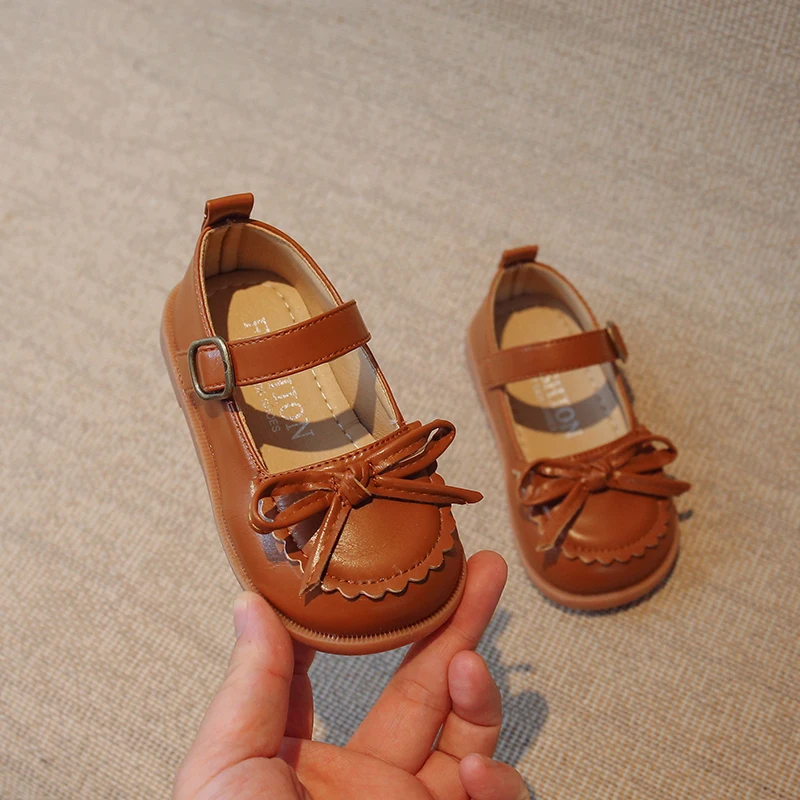 Little Girls Shoes Spring Autumn Kids Soft PU Leather Shoes for Girl School Mary Jane Cute Sweet Flats Shoes Brown, Beige, Black image 5
