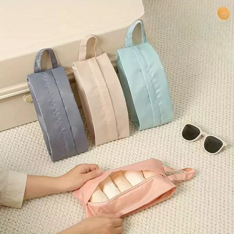 Portable Travel Makeup Pouch, Storage Bags for Underwear And Socks, Available in Beige, Gray, Pink, and Blue, Perfect for Travel