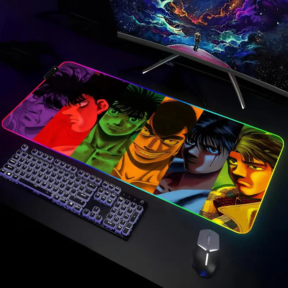

1pc H-Hajime No Ippo Mouse Pad Gamer RGB Deskmat Keyboard Mat Gaming Laptops LED Mousepad Desk Protector Anime Mause Mats