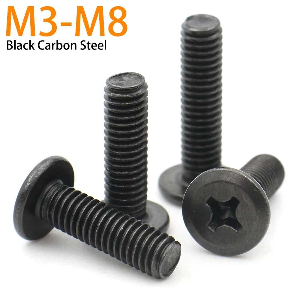 

100/40/10pcs M3 M4 M5 M6 M8 Black Carbon Steel Phillips Cross Recessed Hypotenuse Flat Head Screw Bolt Down Side Furniture Screw