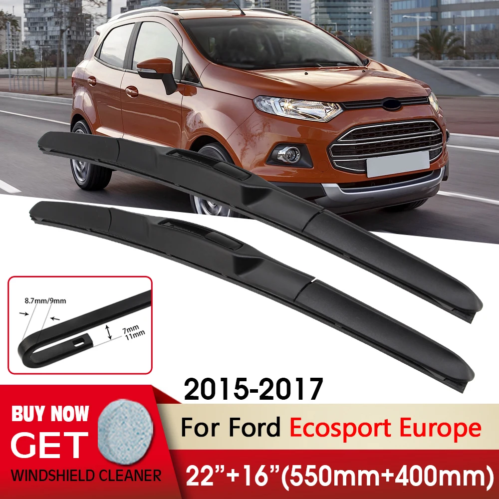 

Car Wiper Front Wiper Blades 22"+16" For Ford Ecosport Europe 2015-2017 Fit U Hook Arm Front Windscreen Wipers Auto Accessories