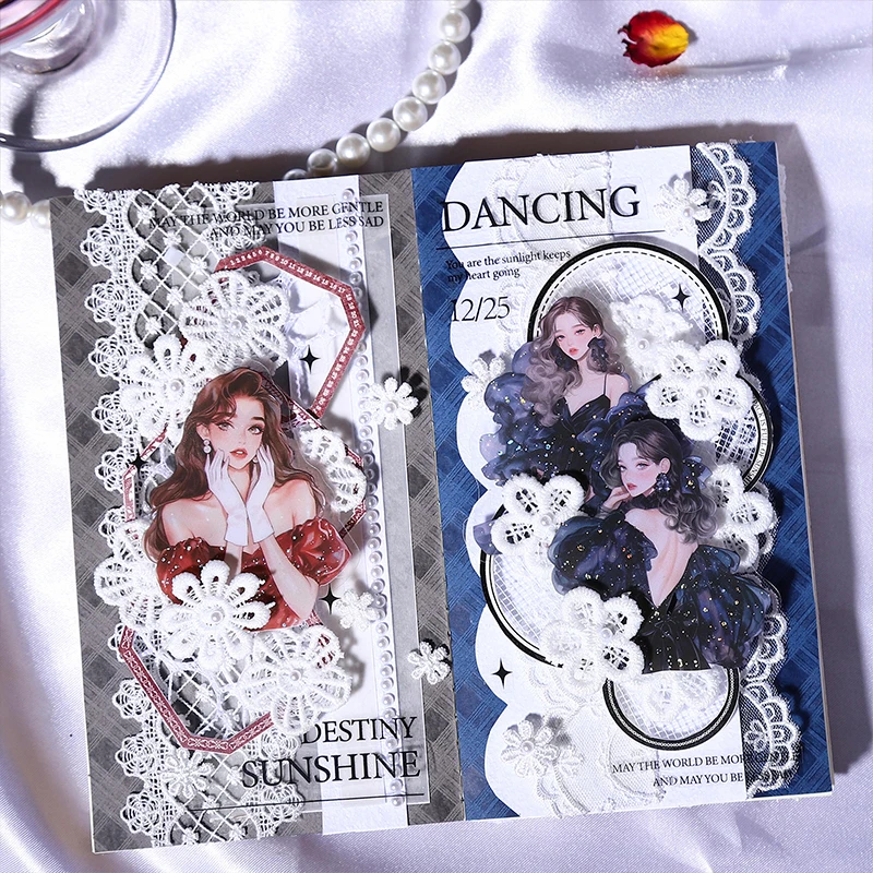 20 Sheets/Pack PET Stickers Material Character Retro  Creative Handbooks Collage Materials DIY Card Photo Frame Decoration