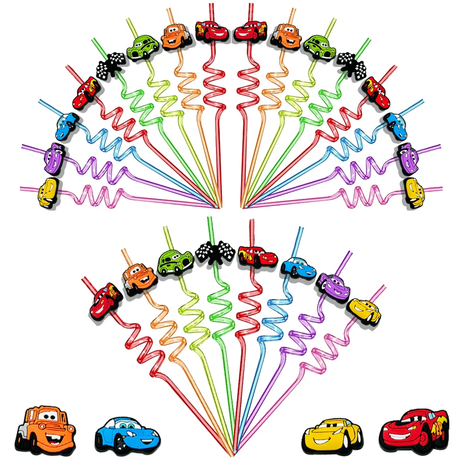 

6 шт. автомобили молния Маккуин многоразовые соломинки мультфильм принадлежности для дня рождения креативные соломинки для питья чая автомобили рождественские подарки