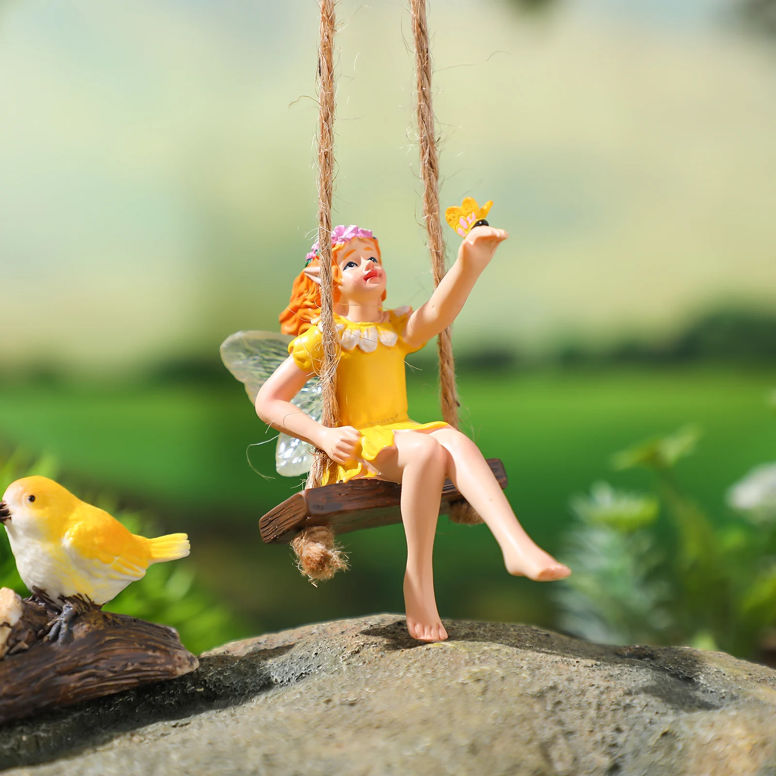 

Outdoor Tree Pendants Flower Fairy Statue Decor Yard Ornament Garden Resin Hanging for Swing Fairies Figurines