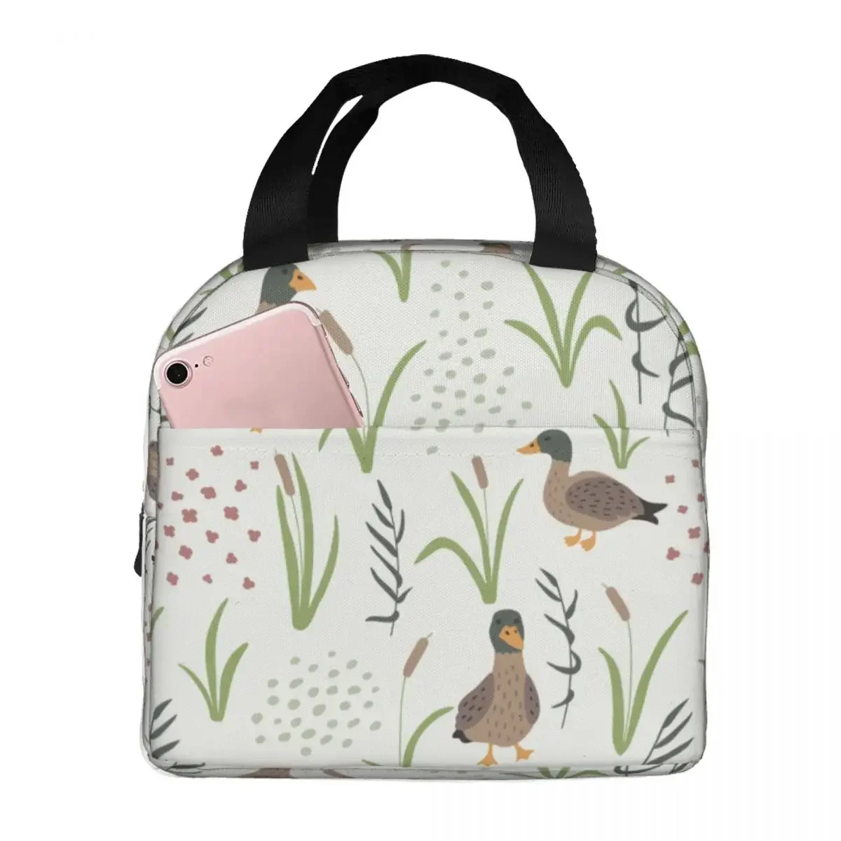 Lunch Bags for Women Kids Ducks And Grass Thermal Cooler Portable Picnic Oxford Lunch Box Food Bag