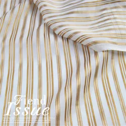 Wonderful Original Silk Metallic Fabric Lurex Stripe Gold Shiny Elegant Vintage Soft for Men Women Pants Saree Cloth Shawl