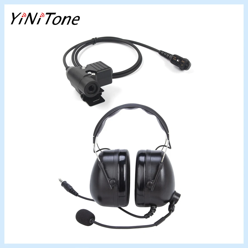 Universal Aviation Pilot Headphone Two Way Radio Headset Microphone with U94 PTT Adapter for Hytera PD780 PT580H PD780G PD782 PD