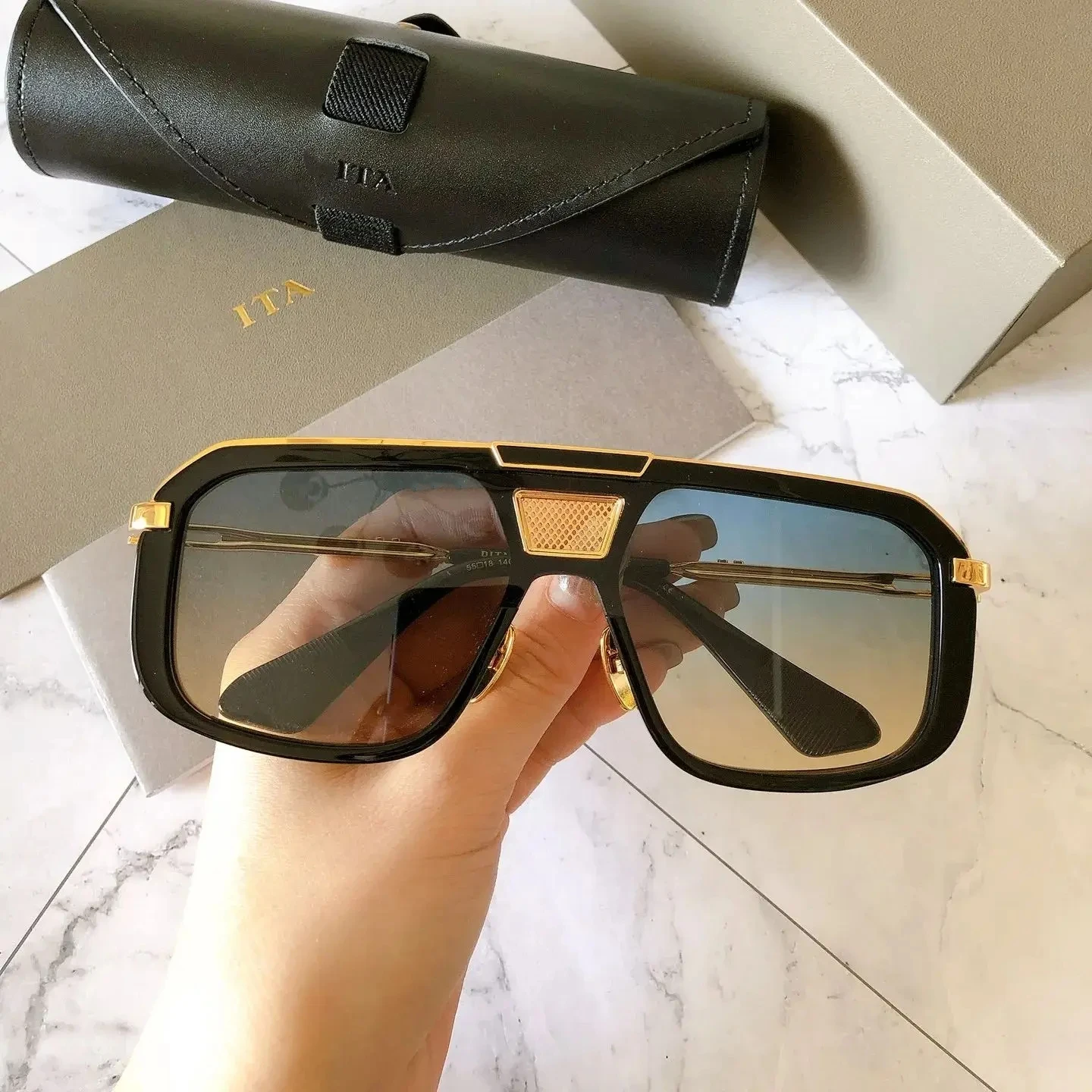 

Original ADITA MACH EIGHT Classic Square Alloy+Acetate Frame Men Sunglasses Fashion Luxury UV400 Polarized Women Couple Eyewear