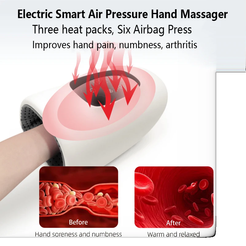 

Hand Massage Machine Acupoint Hot Compress Air Compression Electric Palm Hand Massager Finger Hand Arthritis Relief