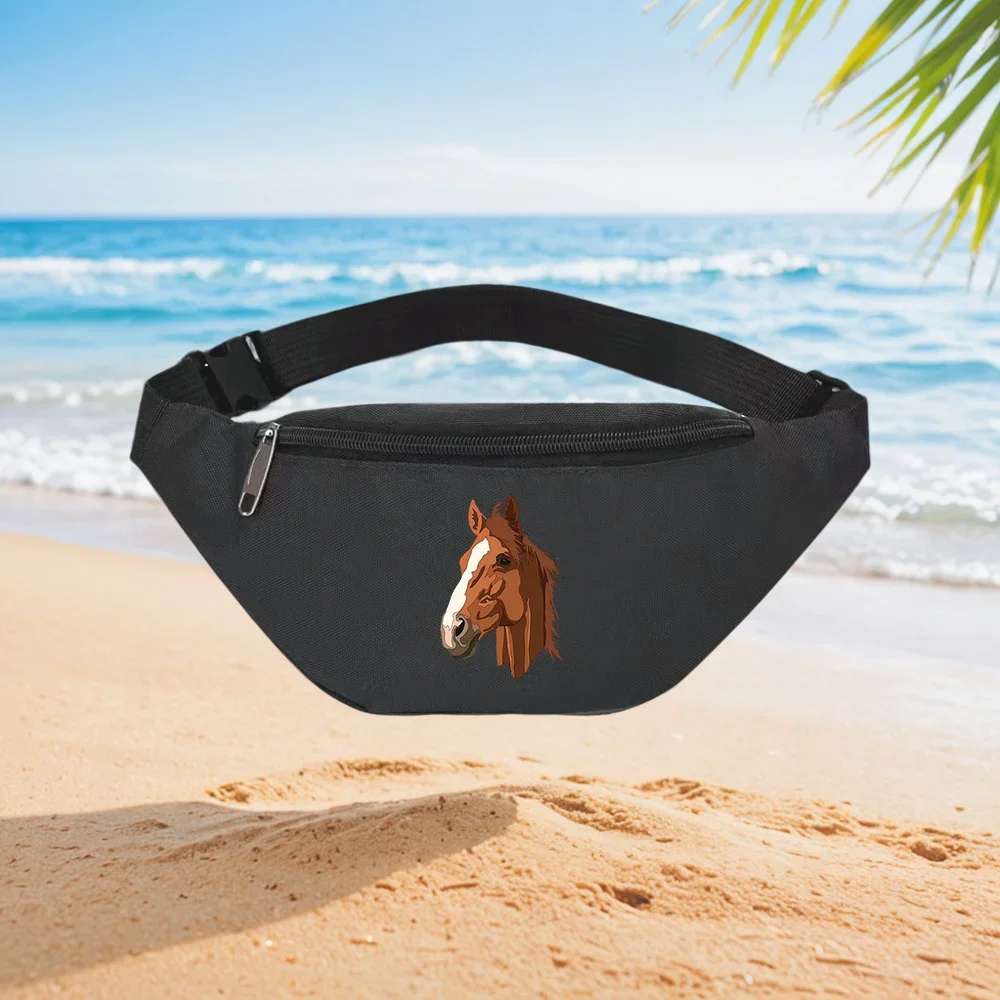 Elegant Horse Head Portrait:  Waist Backpack Crossbody Chest Bag Street Casual Sporty Fashionable Simple Unique Printed Design