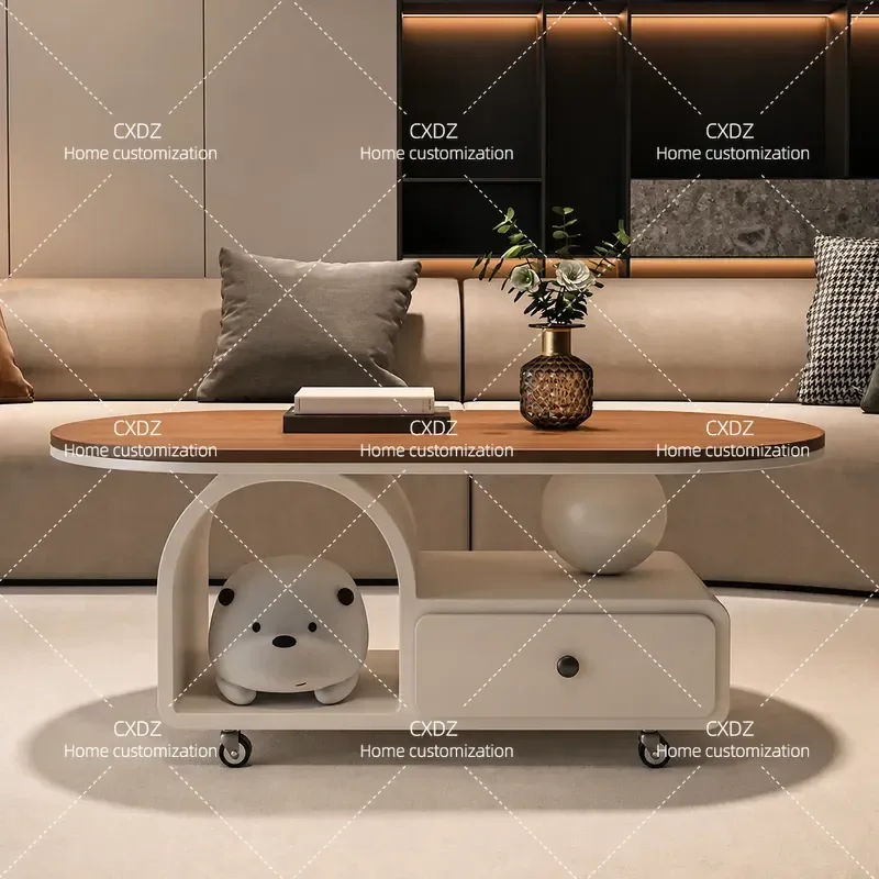 Movable coffee table rock slab sofa edge small apartment light luxury modern simple living room home advanced cream style