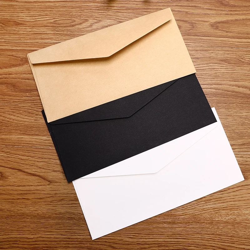 50pcs/lot Black White Kraft Paper Retro Envelope for Postcard Letter Wedding Paper Mail Invitation Scrapbooking Gift