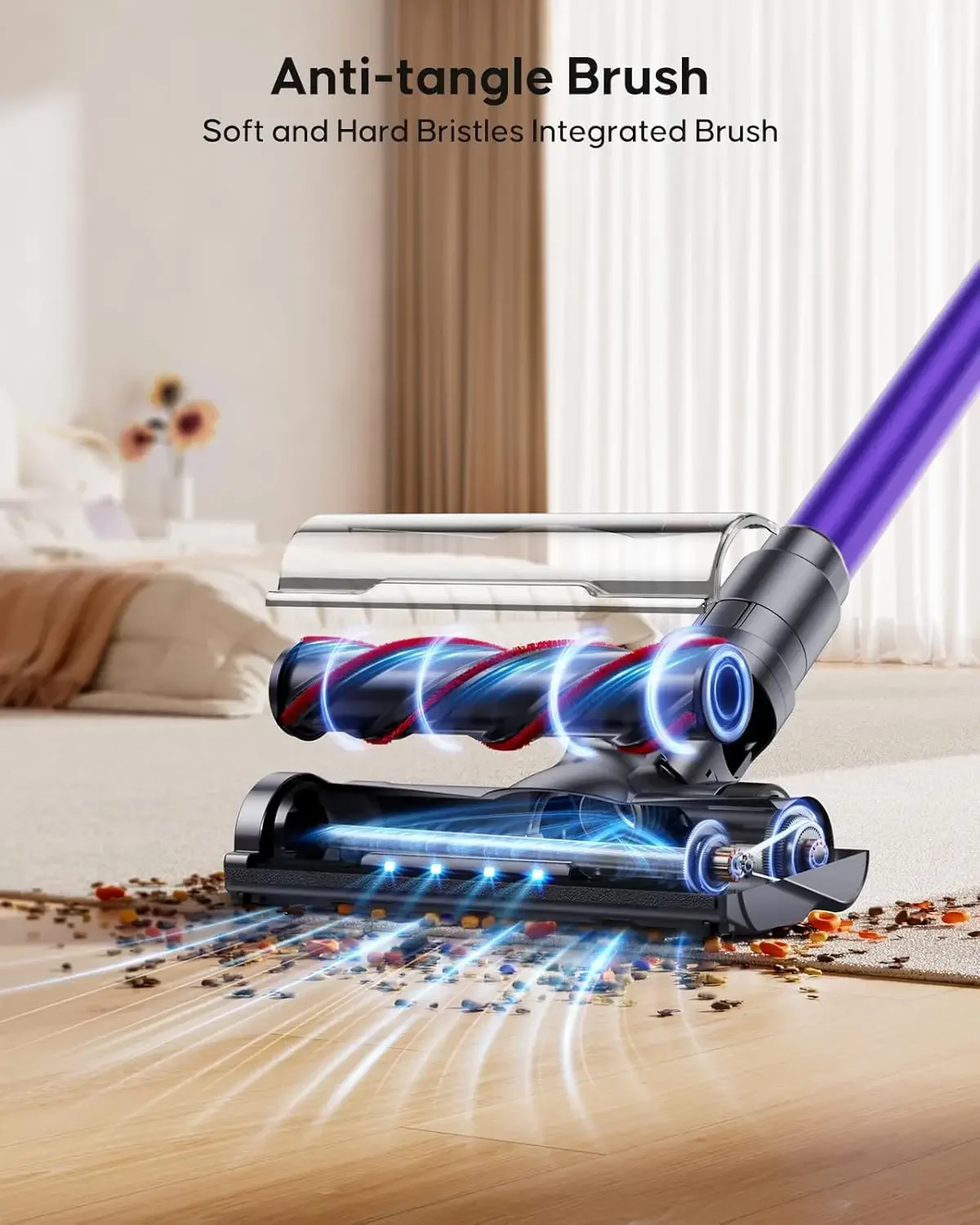 경량 진공 청소기, 40Kpa 스틱 진공 청소기, 450W 강력한 진공 청소기, 최대 55 분 작동 시간 1.5L 먼지 컵