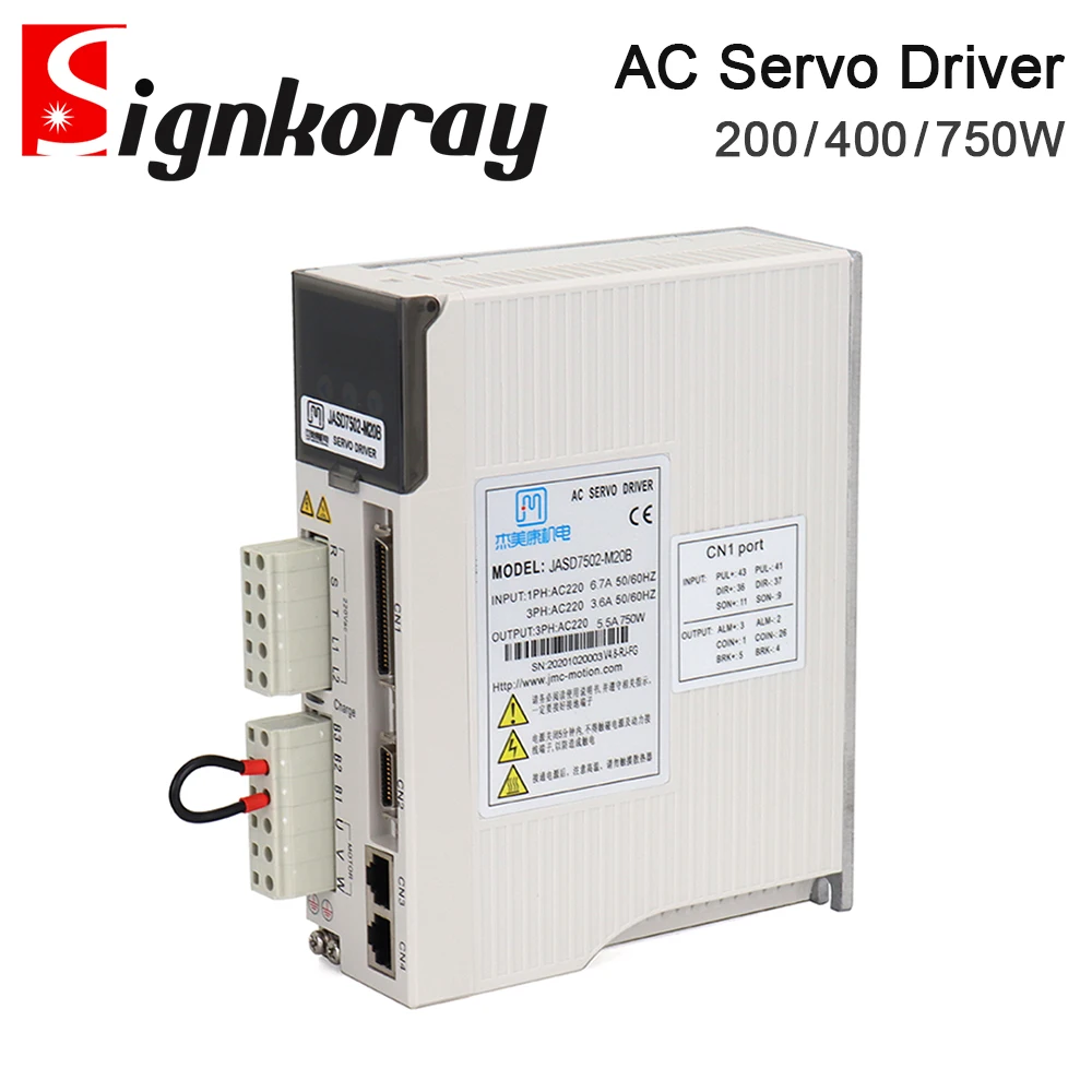 

SignkoRay JMC 200W 400W 750W 3000rpm 220VAC High Voltage AC Servo Motor Driver Single Phase High Speed JASD Series for CNC