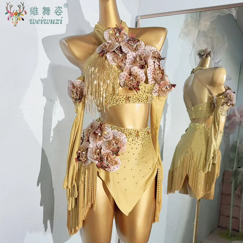 Latin Dance Performance Dress High End Customsized Adult Rumba Chacha Tango Competition Professional Clothing Girl's Latin Skirt