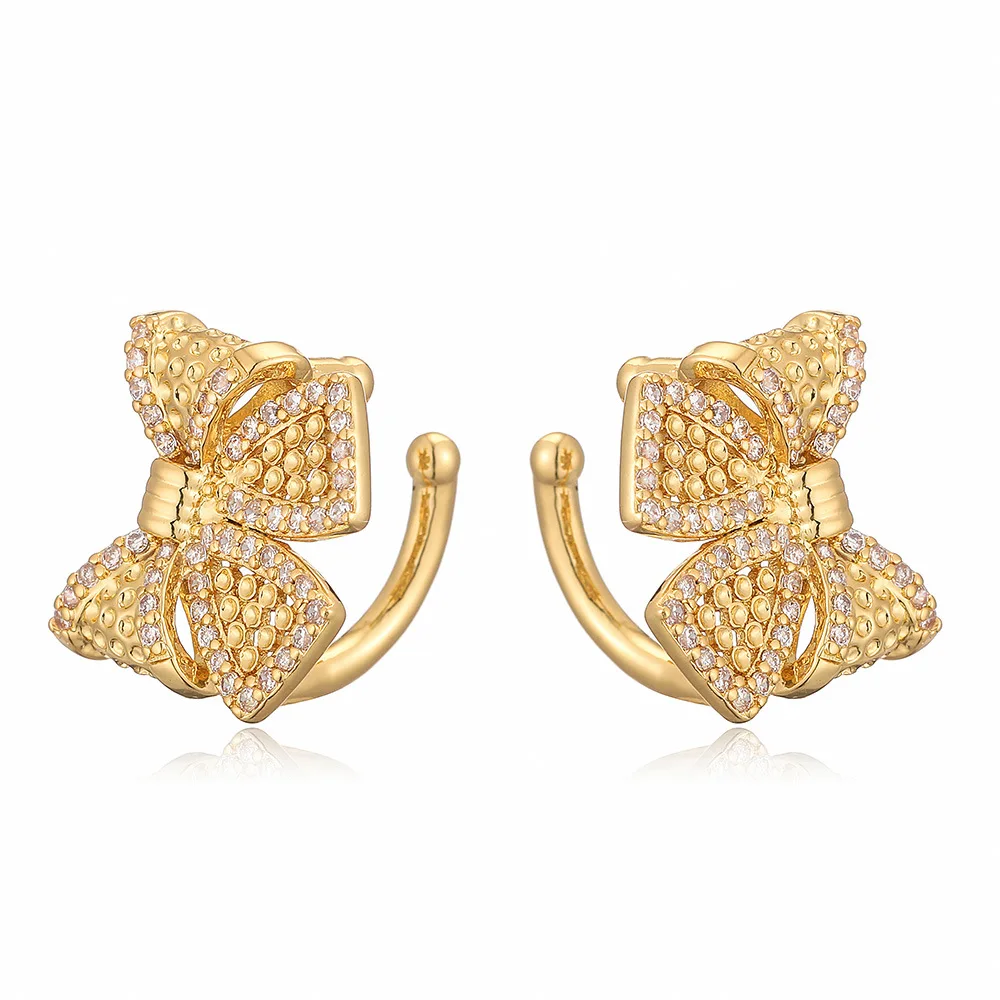 Women's earrings plated with 18k gold, colorful crystal zircon lava bow, trendy and fashionable jewelry, couple gift