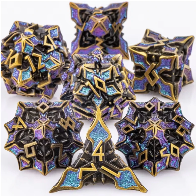 7 قطعة DND مجموعة نرد معدنية MTR نرد متعدد السطوح للزنزانات والتنينات لعب الأدوار ألعاب D & D مجموعة نرد Dnd الهدايا