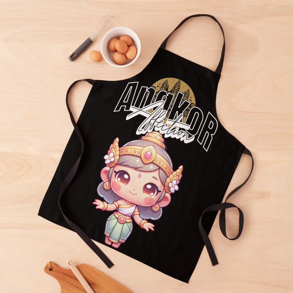 

Angkor Affection Apsara Anime Chibi Design Apron Kitchen Accessories 2022 Things For Kitchen Restaurant Custom Apron