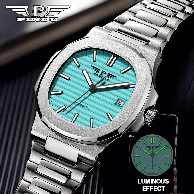 

PINDU DESIGN Men's Watches Skeleton Tourbillon Automatic Watch For Men Stainless steel Fashion Waterproof Mechanical Wristwatch