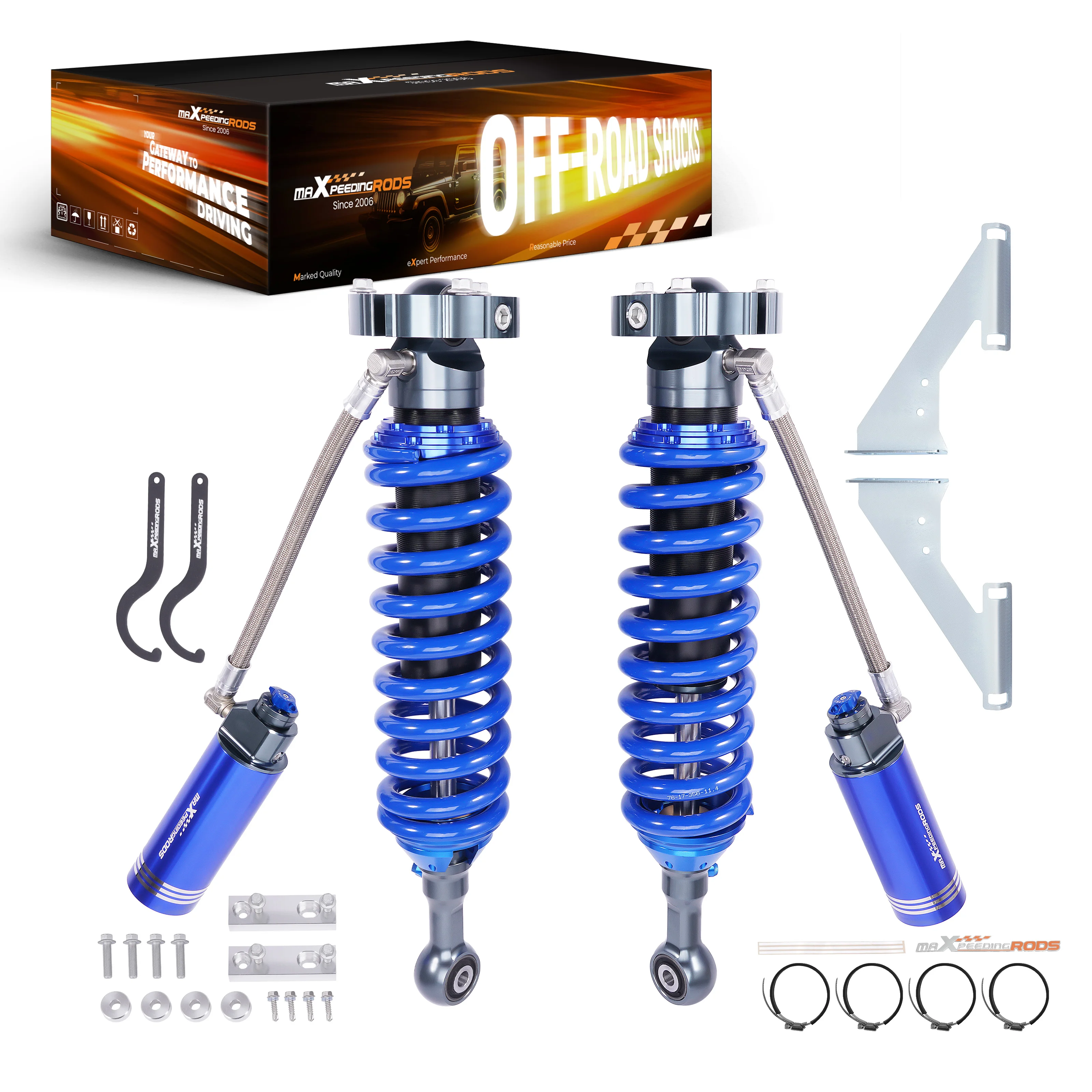 MaXpeedingrods Rise 0-3 Inches Front Remote-Reservoir Shocks Off-Road Coilover for Toyota 4Runner Land FJ Cruiser 2003-2024