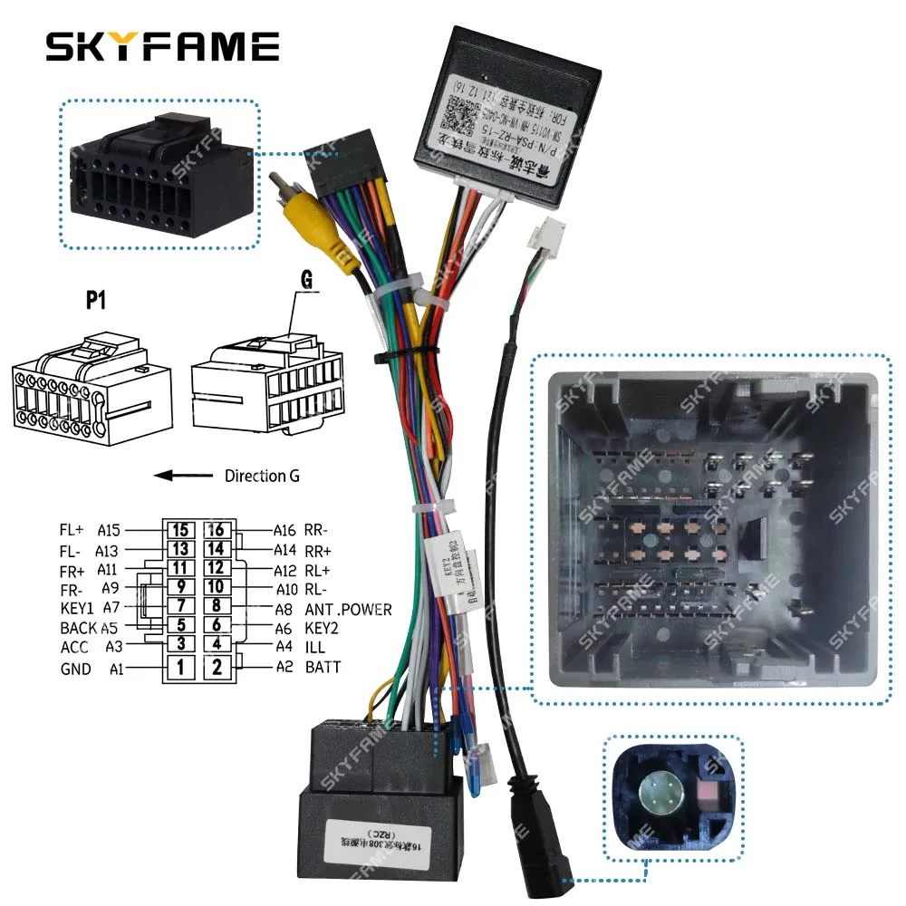 SKYFAME 16Pin Car Wiring Harness Adapter Canbus Box Decoder For Peugeot 208 308 4008 508 Jumpy 3 Citroen C3 C5 DS6 Expert 3