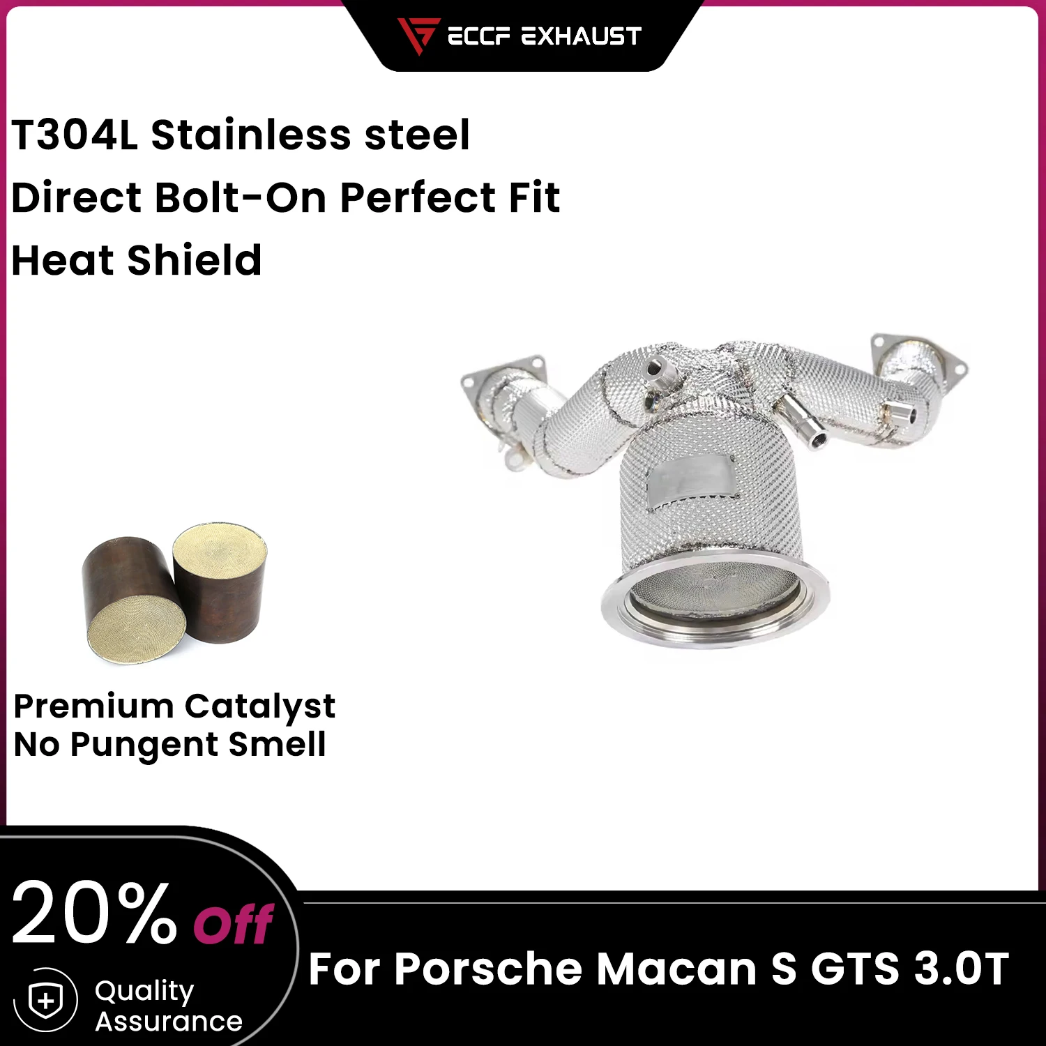 

Sports Downpipe With Heat Shield For Porsche Macan S GTS 3.0T Exhaust Sound High Flow Performance Upgrade Easy Installation