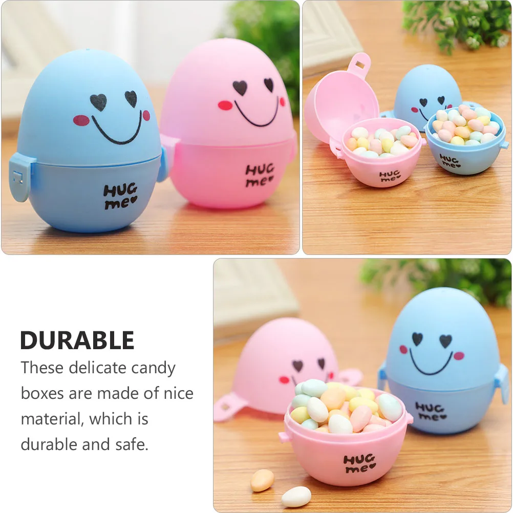 

12Pcs Adorable Pp Easter Egg Shaped Gift Box Cute Smile Pattern Creative Candy Container Party Favor Supplies
