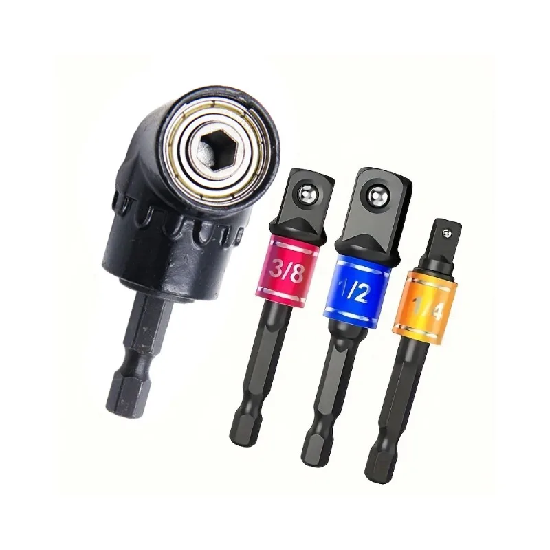 4 قطعة تأثير الصف زاوية محول مأخذ التوصيل أداة اليد السلطة جزء سائق تمديد مجموعة مفك حامل الحفر الجوز مرفق