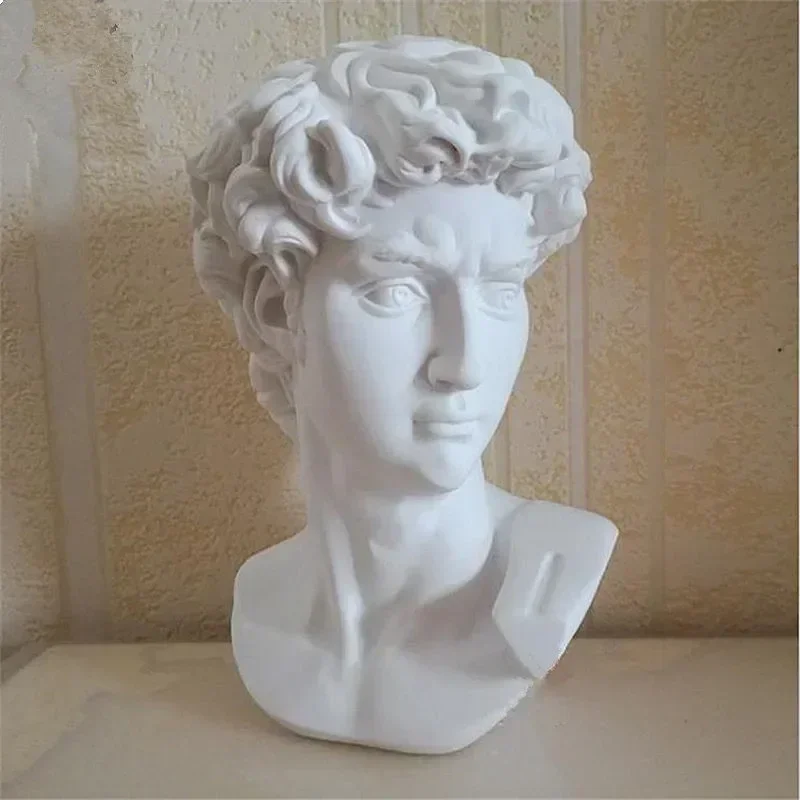 15cm David Statue Head Portraits Mini Gypsum Michelangelo Home Decoration Resin Art Craft Sketch Practice Room Decor sculpture