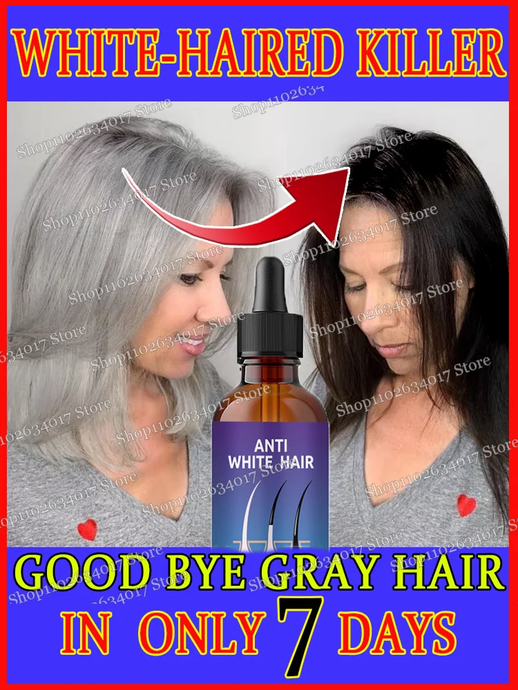 Night white hair old white hair growth ,no allergies Anti-grey essence Serum black  color white