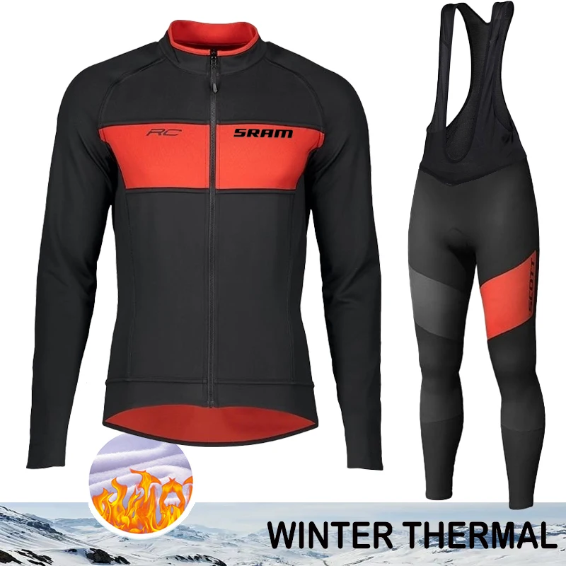 

Triathlon Thermal Jersey Cycling SRAM Man Winter Set Fleece Men 2025 Men's Clothes Mens Sets Clothing Outfit Bib Bicycle Suit