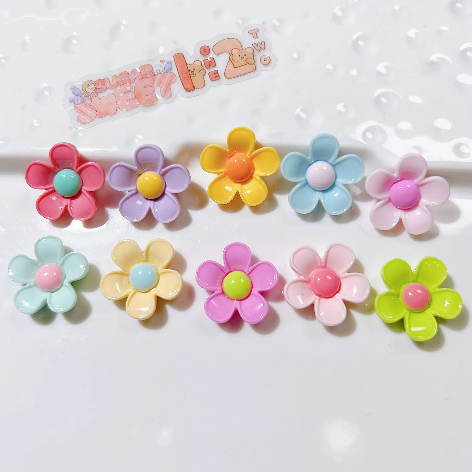 10/20Pcs Glossy Small Flower Patch Resin Flat Back Cabochon DIY Phone Case Hair Decor Accessory Earring Necklace Making Supplies