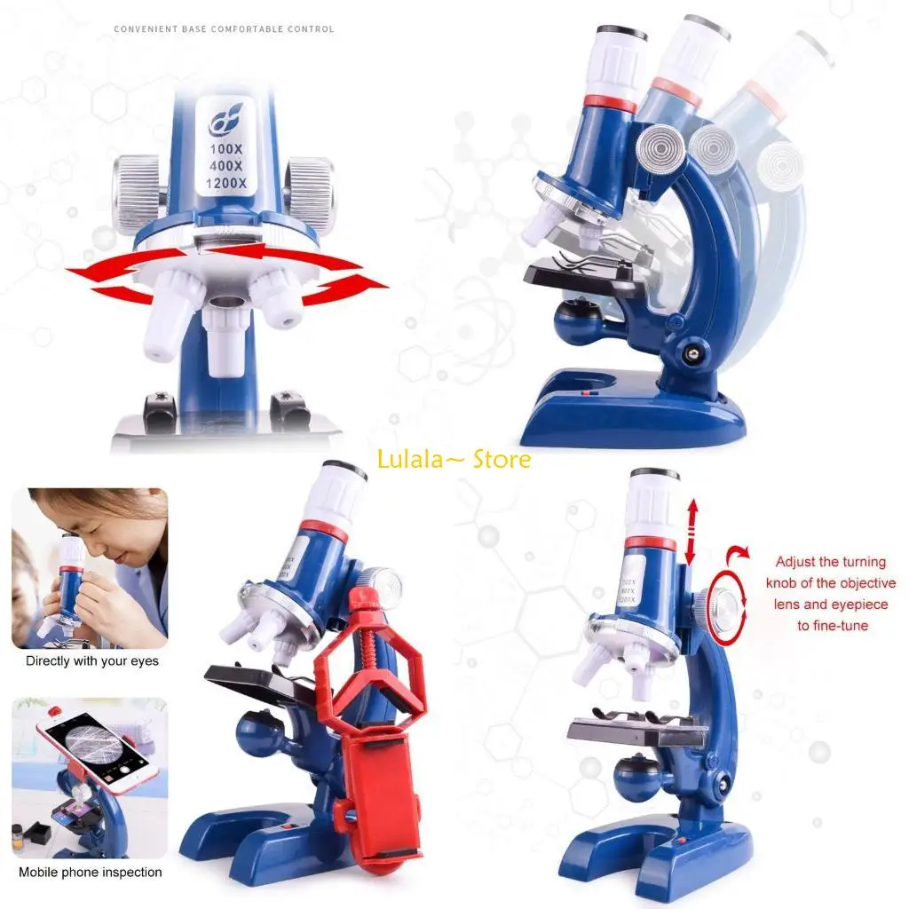 

Y4QA Модернизированный микроскоп для детей, студентов, взрослых, начинающих, адаптер для телефона, научный комплект